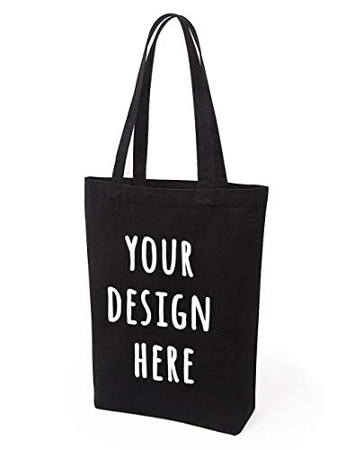 Lily queen Natural Canvas Tote Bags DIY Reusable Shopping Grocery Bag (Black - 12 Pack) - color: Black - 12 Pack