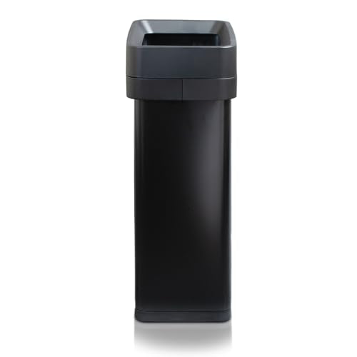 Clorox Slim Open Top Stainless Steel Trash Can, Matte Black, 13 Gal / 50L - color: Black Open Top
