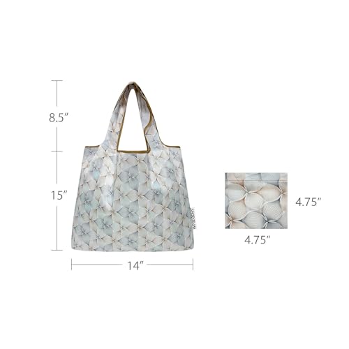 allydrew Medium Foldable Tote Nylon Reusable Grocery Bag (Set of 2) - color: Gray Petals