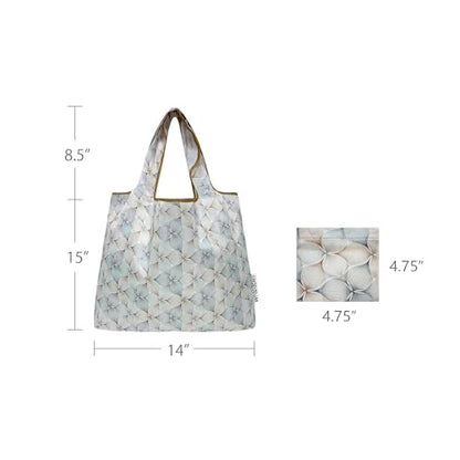 allydrew Medium Foldable Tote Nylon Reusable Grocery Bag (Set of 2) - color: Gray Petals