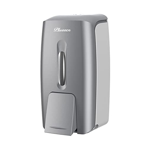 Commercial Wall Mount Soap Dispenser, Refillable ABS Plastic Manual Liquid Hand Soap Sanitizer Dispenser, 27oz (800ml) Large Capacity for Restaurant Office Public Restroom - color: Silver