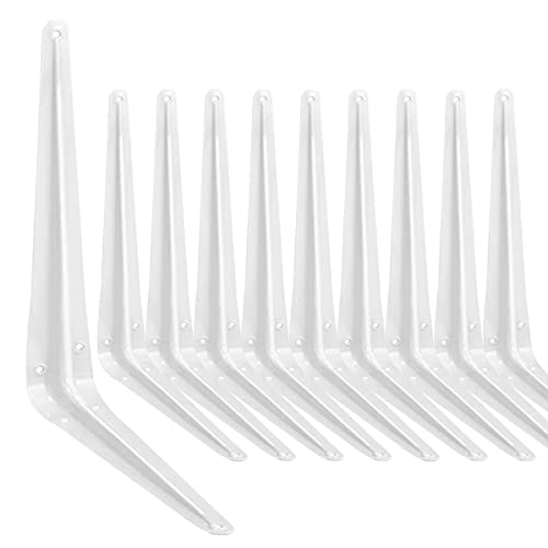 Shelf Bracket 12×10 in, 10 PCS White Shelving Brackets, L Brackets for Shelves Shelf Install, Bookshelf, Garden Boards - size: 12×10Shelf Brackets
