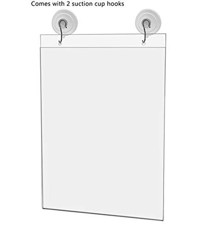 6 Pack Window Mount Sign Holder for 8.5" x 11" Hours of Operation and Company Policies in Stores and Showrooms Double Sided View Clear Acrylic with Suction Cup Hooks by Marketing Holders