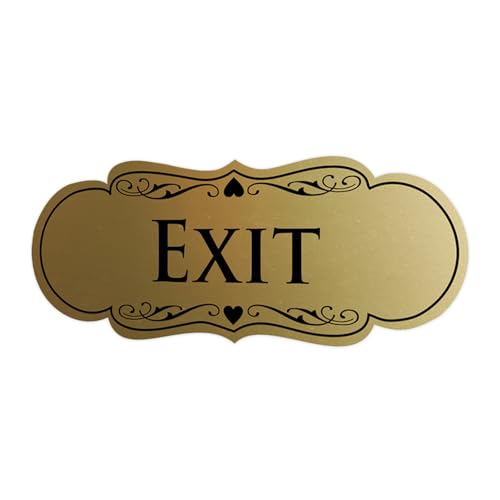 Designer EXIT Sign - Brushed Gold - Medium (1 Pack) - color: Brushed Gold, size: 2.75" x 7" - Med (1 Pack)
