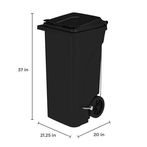Safco Step-On Indoor Plastic Trash Can for Home, Commercial & Industrial Use, Hands-Free Disposal, 32 Gallon, Black