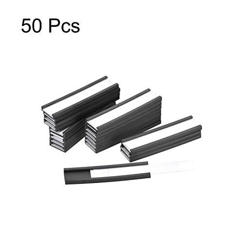 MECCANIXITY Label Holders 2" x 0.5" C Channel Rubber Magnetic for Metal Shelves Organize, Office File Cabinets Pack of 50 - size: 2"x0.5"
