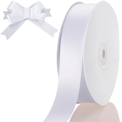 1 Inch White Ribbon 50Yards – Perfect for Gift Wrapping - color: White, size: 1"