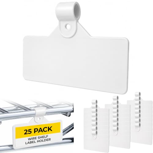 Gluposti Shelf Labels for Wire Shelving, 3" White Wire Shelf Label Holders