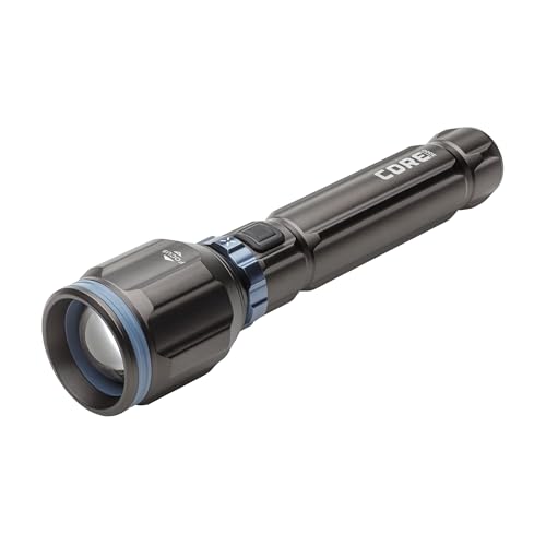CORE 3000 Lumen Rechargeable Flashlight | LED Flashlight with 4 Modes, Adjustable Focus, Battery Indicator, Waterproof | Ideal for Home, Emergency, Camping, Hiking | USB Cable Included - size: 3000 Lumen