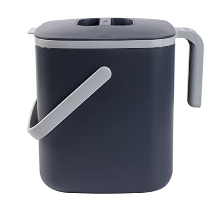 Blue Ginkgo Kitchen Compost Bin, 5L Countertop Compost Bin, Dark Grey - color: Gray, size: 1.32 gal / 5 L