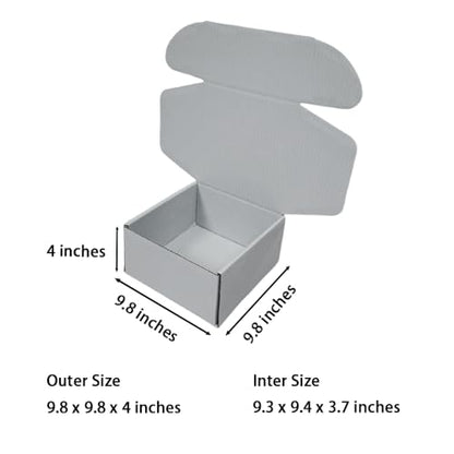 20 Pack 9.8x9.8x4 in Gray Shipping Boxes - color: Gray, size: 9.8x9.8x4 in