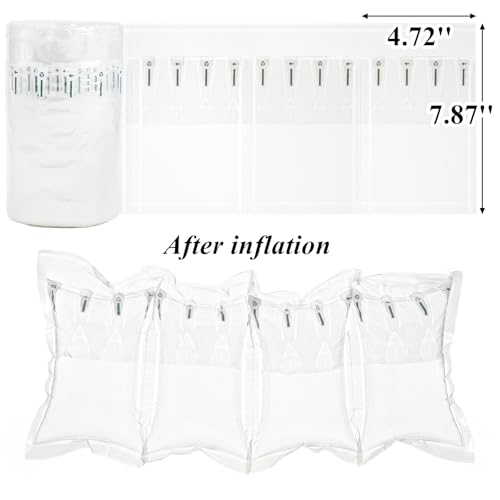 Tebery 400 Count Air Pillows for Shipping, 4.72"x7.87" Inflatable Air Cushioning Bags Roll with Pump, Reusable Packing Filler Materials, Leak-Proof Purse Stuffing Supplies for Shape