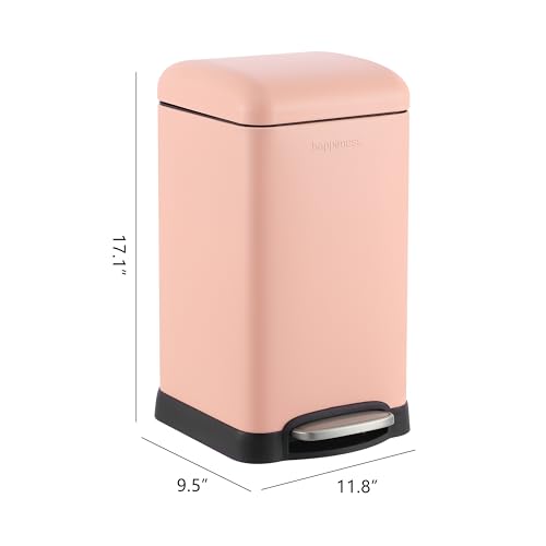 happimess Betty Retro Mini 3.2 Gal Step Trash Can, Flamingo Pink - color: Flamingo Pink