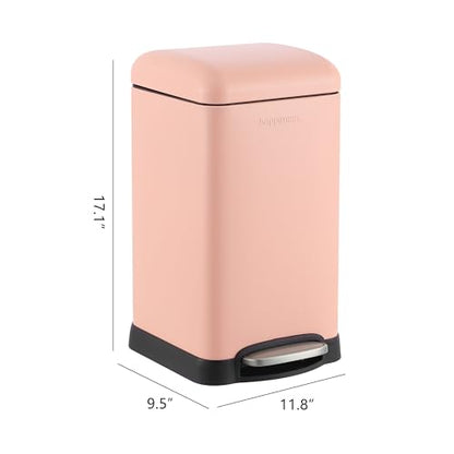 happimess Betty Retro Mini 3.2 Gal Step Trash Can, Flamingo Pink - color: Flamingo Pink