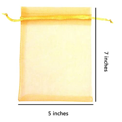 Sheer Organza Mesh Drawstring Gift Favor Bags 100 Count 5x7 Inch Gold - color: Gold 5x7in 100pc