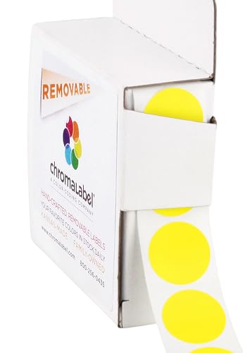 ChromaLabel Removable Sticky Dots, 3/4 Inch Yellow, 1000/Box - color: Yellow, size: 3/4"