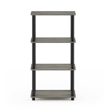 Furinno Turn-N-Tube No Tool 4-Tier Storage Shelf, Narrow, French Oak Grey/Black - color: French Oak Grey/Black, size: 4-Tier Round Tube