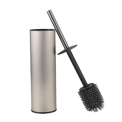 Toilet Brush and Holder Set Premium Material Toilet Bowl Cleaner Free Standing Toilet Bowl Brush and Holder 1pack Brushed Nickel - color: Brushed Nickel