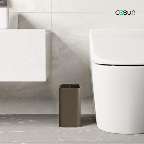 Cesun Small Bathroom Trash Can, 2.1 Gallons, Under Sink Wastebasket, Brown - color: Brown