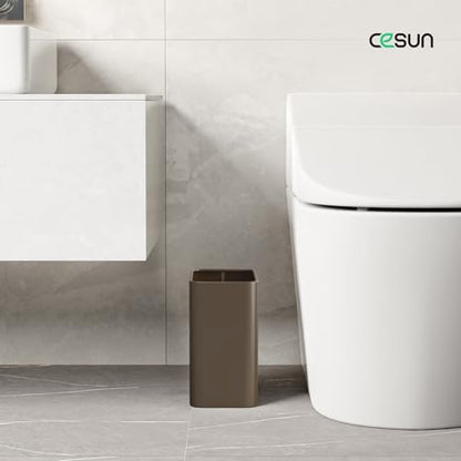 Cesun Small Bathroom Trash Can, 2.1 Gallons, Under Sink Wastebasket, Brown - color: Brown