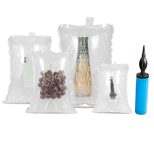 (100 Pack + Free Pump ) BZQZDAI 13.8x17.7inch Clear Plastic Inflatable Air Packaging Bags Air Bubble Bag Suspension Packaging Air Pillows Air Cushions Buffer Bags Void Fill Cushioning for Shipping - size: (100 PACK)13.8x17.7inch