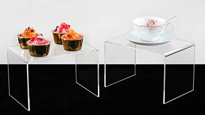 Jusalpha 2-PC Large Clear 5mm Acrylic Riser Stand for Retail,10.5''x7''x7''