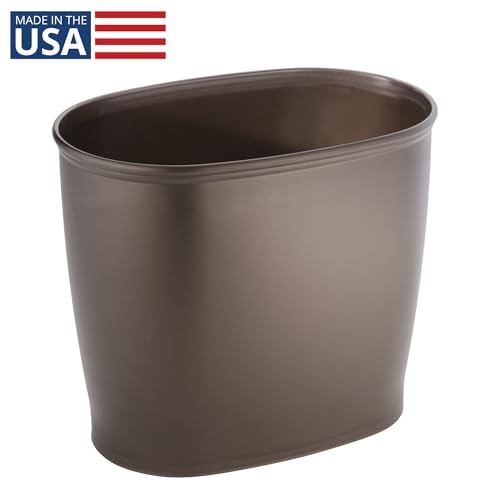 iDesign Slim Plastic Bathroom Trash Can, Bronze - size: 12" x 8" x 10"