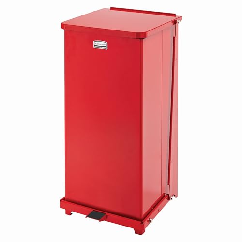 Rubbermaid Commercial Products Defenders Biohazard Steel Trash Can Step-On 13 GAL Red Hospital/Doctor's Office/Healthcare Facilities - color: Red, size: 13G