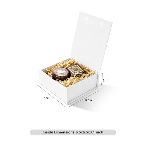White Gift Boxes with Lids Pack of 1, 6x6x3 Inch Small Gift Box with Ribbon - color: White-1P