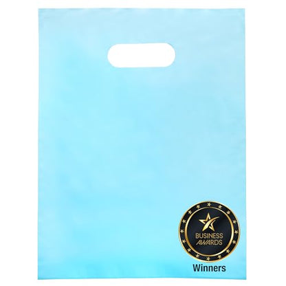100 Pastel Blue Plastic Bags With Handles 9x12 Merchandise Bags - color: Pastel Blue