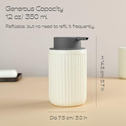 Speckled Beige Rippled Ceramic Foaming Soap Dispenser, Modern - color: Beige,brown,grey