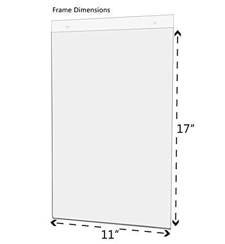 25 Pack Wall 11" x 17" with 2 Predrilled Holes and Hanging Hardware for Promotional Posters and Event Announcements at Concert Venues and Trade Shows Clear Acrylic by Marketing Holders - size: 11"w x 17"h