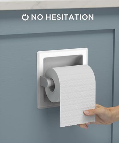 FORIOUS Recessed Toilet Paper Holder for Mega Rolls, White - color: White