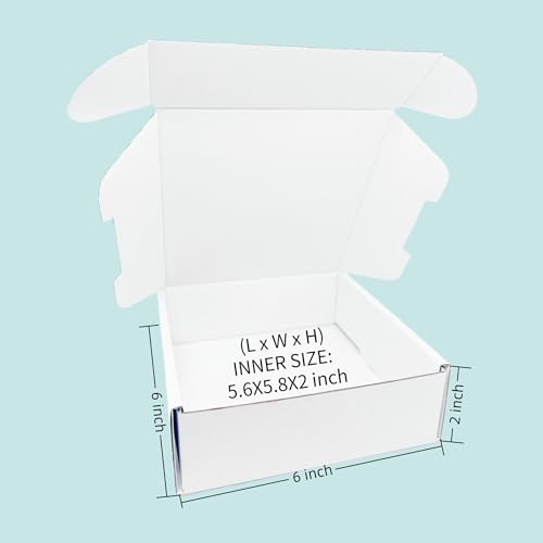 6x6x2 Inches White Corrugated Cardboard Shipping Boxes Set of 2 - size: 6x6x2 inch 2 Pack