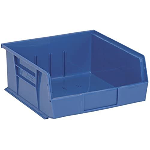 Aviditi BINP1111BAVI Plastic Stack/Hang Storage Bin Containers, 10-7/8" x 11" x 5", Blue, Pack of 6, For Organizing Homes, Offices, Garages and Classrooms