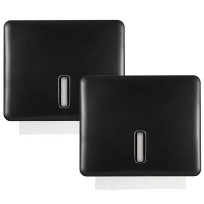 Stardrix 2-Pack Multifold Paper Towel Dispenser Wall Mount (Black) – Large Capacity C-Fold, Trifold, and Folded Commercial Hand Towel Holder for Bathroom & Restroom – Adhesive or Screw Mounted - color: 2-pack Black