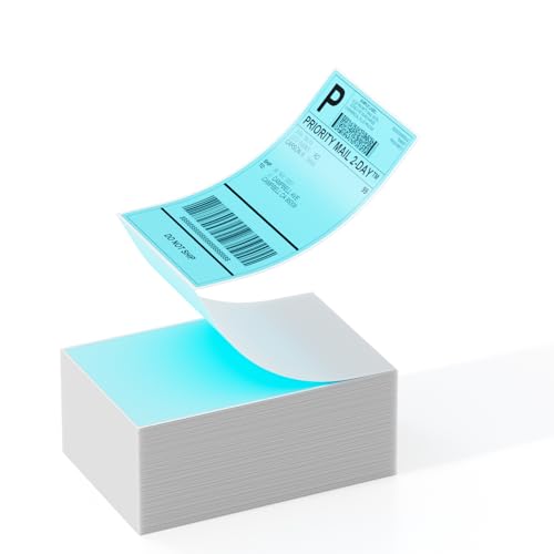 Label KINGDOM 4"x 6" Fanfold Blue Thermal Label Printer Paper, 500 Stickers - color: Black on Blue-500pcs