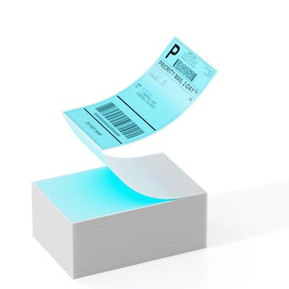 Label KINGDOM 4"x 6" Fanfold Blue Thermal Label Printer Paper, 500 Stickers - color: Black on Blue-500pcs