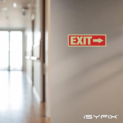 iSYFIX Exit Signs with Right Arrow, 12x4 Inch, 2 Pack - color: Metal Right Glow, size: 2 Pk 12x4