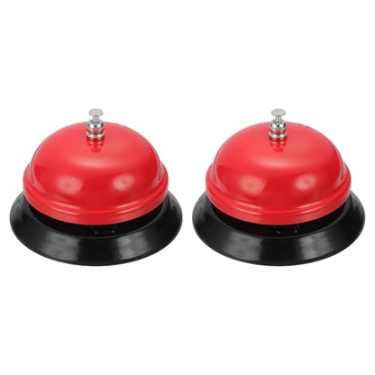 uxcell 2Pcs Desk Service Call Bell, 3.35 Inch Metal Dinner Service Bell Ring for Hotel Restaurant Reception Area and Wedding Party Events, Red - color: Red