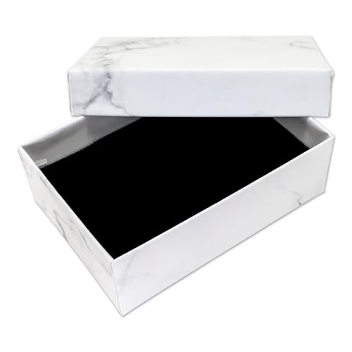 TheDisplayGuys 24-pack Cardboard Gift Boxes w. Velvet Jewelry Insert & Lids - color: Marble White