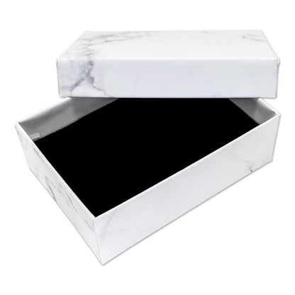 TheDisplayGuys 24-pack Cardboard Gift Boxes w. Velvet Jewelry Insert & Lids - color: Marble White