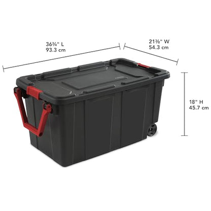 40 Gallon Extra Large Rolling Storage Bins 2-Pack, Black Heavy-Duty Plastic with Pivoting Handle & Leak-Resistant Lid, for Garage Warehouse Industrial Storage - color: 2PCS, black
