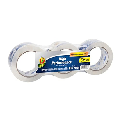 Duck Brand High Performance Packaging Tape Refills, 2" Wide, Clear, 3 Rolls - size: 3 Rolls, style: Refill