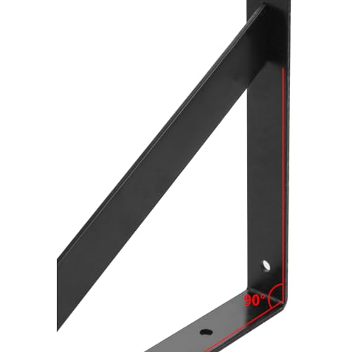Heavy Duty Shelf Brackets, 8 in X 5 in Wall Mount L Steel Bracket for Floating Shelf, Black, 4 Pack