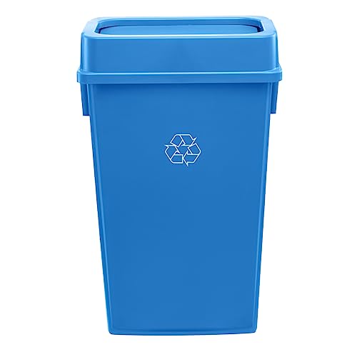 23 Gallon Slim Recycle Container with Lid, Commercial Recycle Bin, Garbage Can for Kitchens, Hospitals, Warehouses, Garages - Blue - color: Blue, size: 23 Gallon with Lid