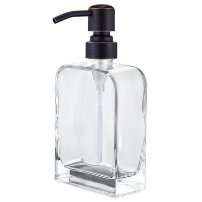 Clear Glass Soap Dispenser with Oil Rubbed Bronze Rust Proof Stainless Steel Pump, 12 Oz Refillable Lotion Bathroom Soap Dispenser, Kitchen Hand and Dish Soap Dispensers - color: Oil Rubbed Bronze, size: 12 oz