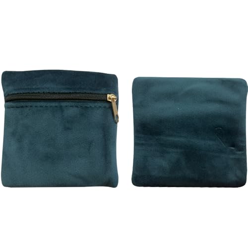 8pcs Small Velvet Jewelry Pouches with Zipper Gift Bags for Bracelet Necklace,Ring,Earrings,Earphone,Wedding Favors, Travel,3.94" X 3.94" (Peacock blue) - color: Peacock blue