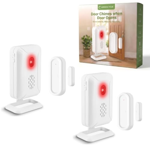 GreenCycle Wireless Door Open Chime, Battery Operator Wireless Door Chime - color: 2 receivers + 2 chimes