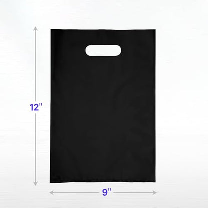 Infinite Pack Die Cut Handle Plastic Bag, 9x12, Black, 500 Pack - color: Black, size: 9" X 12", PACK OF 500